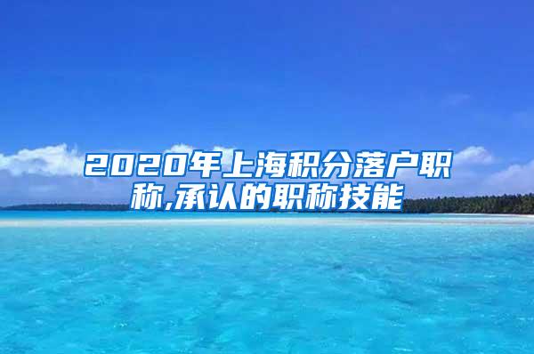 2020年上海积分落户职称,承认的职称技能