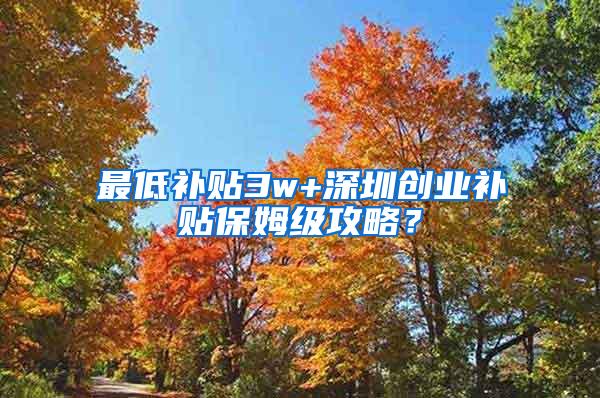 最低补贴3w+深圳创业补贴保姆级攻略？