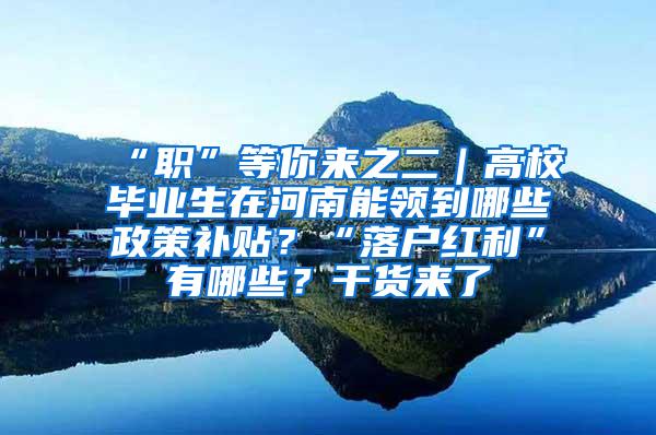 “职”等你来之二｜高校毕业生在河南能领到哪些政策补贴？“落户红利”有哪些？干货来了