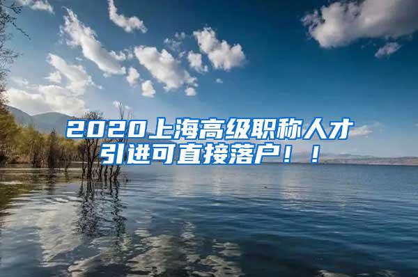 2020上海高级职称人才引进可直接落户！！