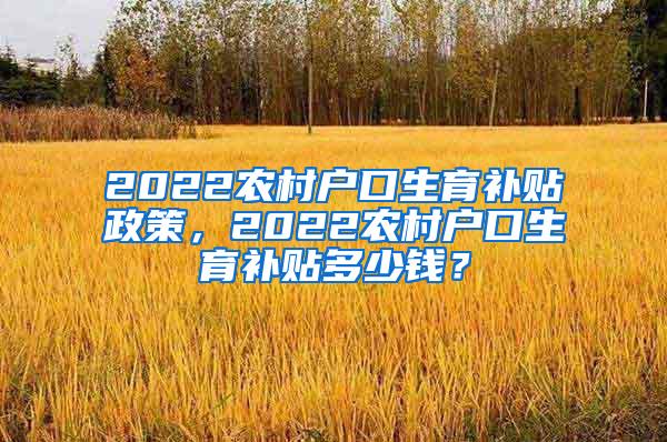 2022农村户口生育补贴政策，2022农村户口生育补贴多少钱？