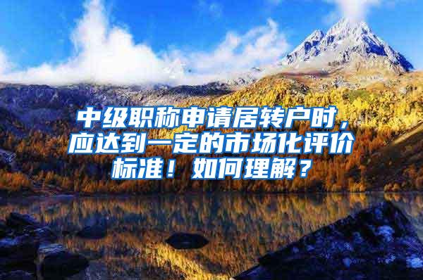 中级职称申请居转户时，应达到一定的市场化评价标准！如何理解？