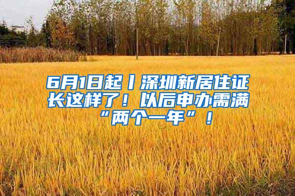 6月1日起丨深圳新居住证长这样了！以后申办需满“两个一年”！