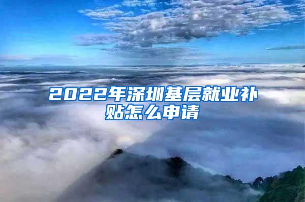 2022年深圳基层就业补贴怎么申请