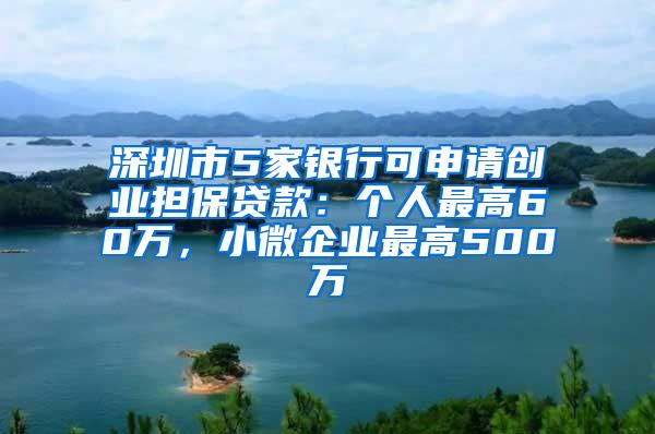 深圳市5家银行可申请创业担保贷款：个人最高60万，小微企业最高500万