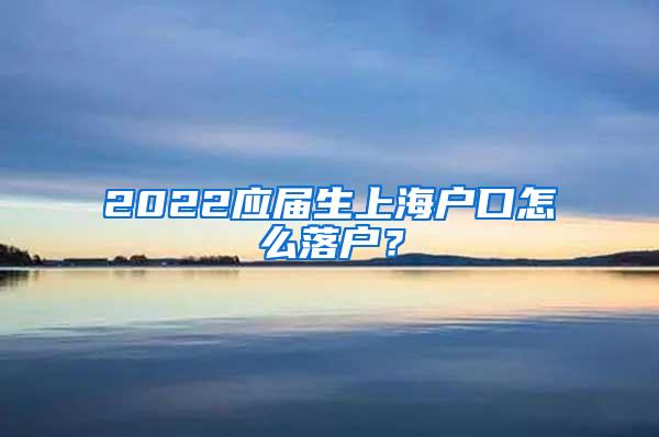 2022应届生上海户口怎么落户？