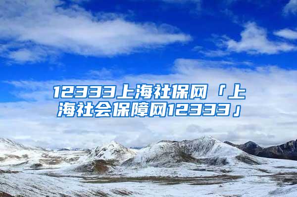 12333上海社保网「上海社会保障网12333」