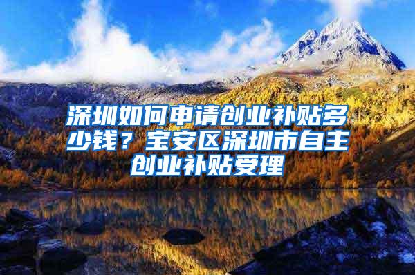 深圳如何申请创业补贴多少钱？宝安区深圳市自主创业补贴受理