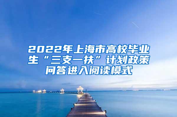 2022年上海市高校毕业生“三支一扶”计划政策问答进入阅读模式