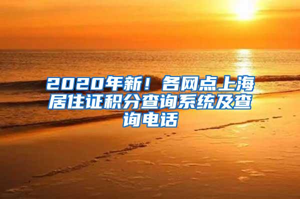 2020年新！各网点上海居住证积分查询系统及查询电话