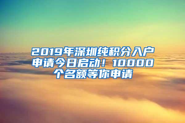 2019年深圳纯积分入户申请今日启动！10000个名额等你申请