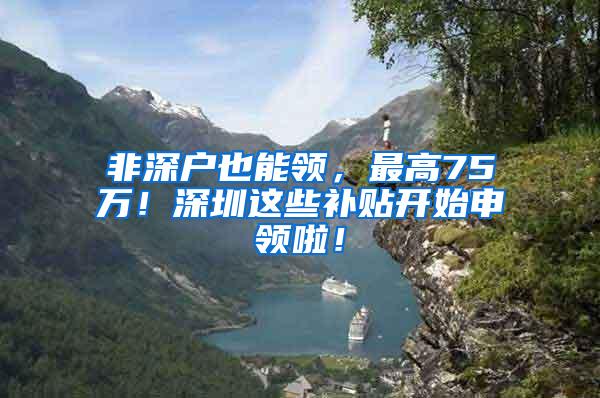 非深户也能领，最高75万！深圳这些补贴开始申领啦！