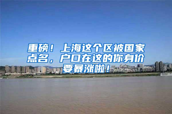重磅！上海这个区被国家点名，户口在这的你身价要暴涨啦！