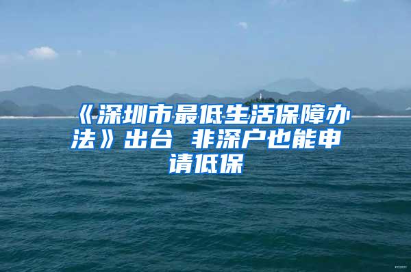 《深圳市最低生活保障办法》出台 非深户也能申请低保