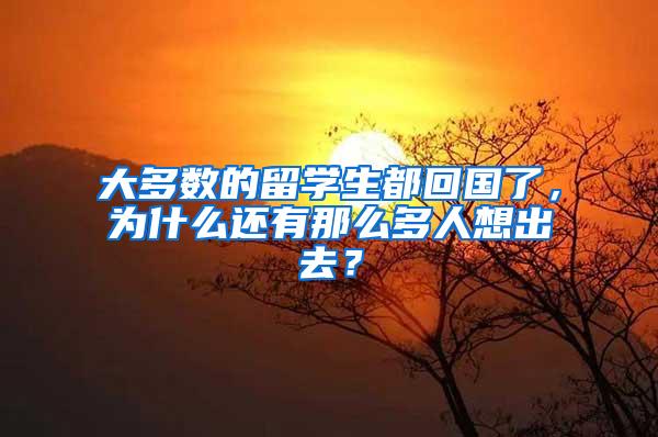 大多数的留学生都回国了，为什么还有那么多人想出去？
