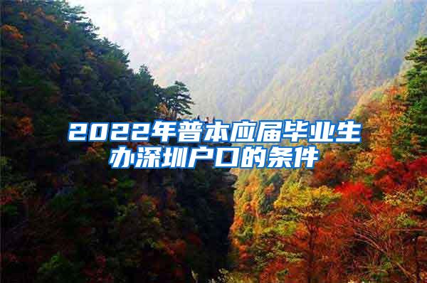 2022年普本应届毕业生办深圳户口的条件