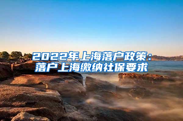 2022年上海落户政策：落户上海缴纳社保要求