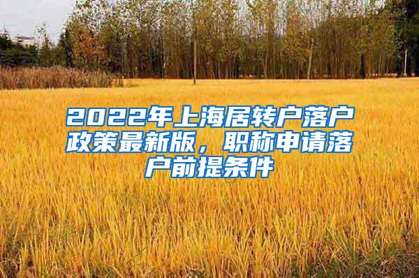 2022年上海居转户落户政策最新版，职称申请落户前提条件