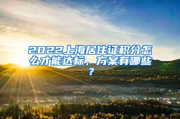 2022上海居住证积分怎么才能达标，方案有哪些？