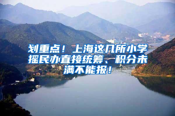 划重点！上海这几所小学摇民办直接统筹、积分未满不能报！