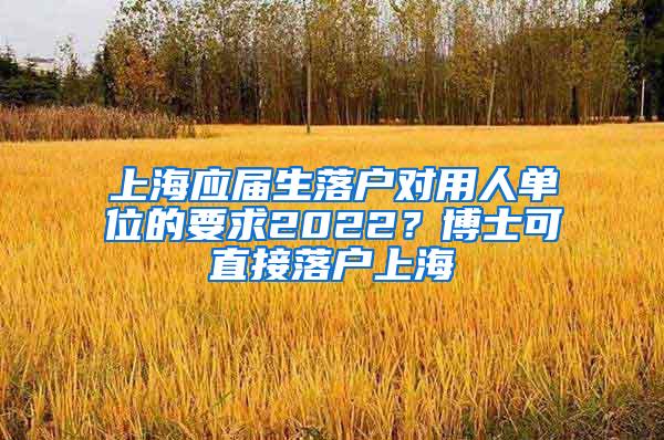 上海应届生落户对用人单位的要求2022？博士可直接落户上海