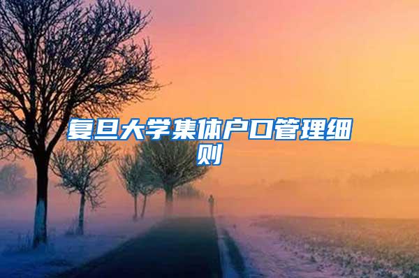 复旦大学集体户口管理细则