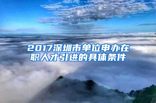 2017深圳市单位申办在职人才引进的具体条件