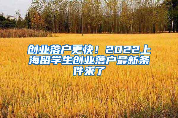 创业落户更快！2022上海留学生创业落户最新条件来了