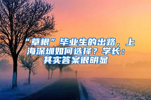 “草根”毕业生的出路，上海深圳如何选择？学长：其实答案很明显