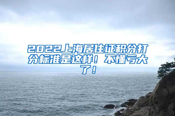 2022上海居住证积分打分标准是这样！不懂亏大了！