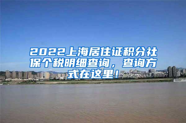 2022上海居住证积分社保个税明细查询，查询方式在这里！
