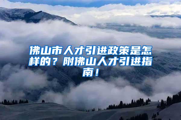 佛山市人才引进政策是怎样的？附佛山人才引进指南！