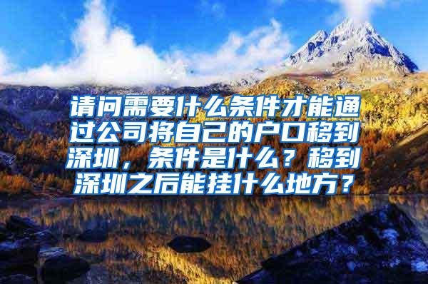 请问需要什么条件才能通过公司将自己的户口移到深圳，条件是什么？移到深圳之后能挂什么地方？