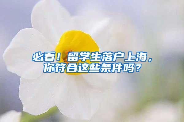 必看！留学生落户上海，你符合这些条件吗？