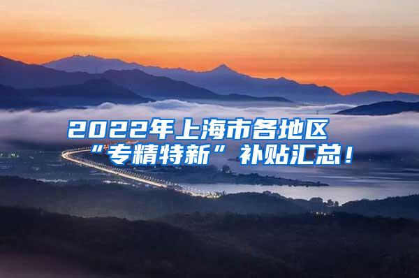 2022年上海市各地区“专精特新”补贴汇总！