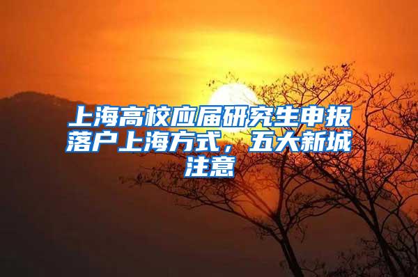 上海高校应届研究生申报落户上海方式，五大新城注意