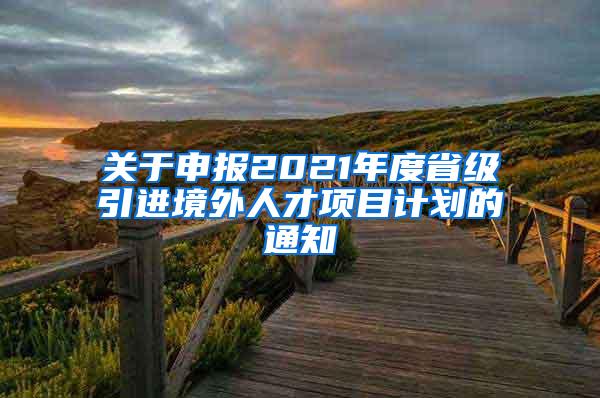 关于申报2021年度省级引进境外人才项目计划的通知