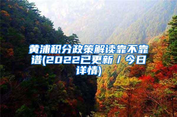 黄浦积分政策解读靠不靠谱(2022已更新／今日详情)