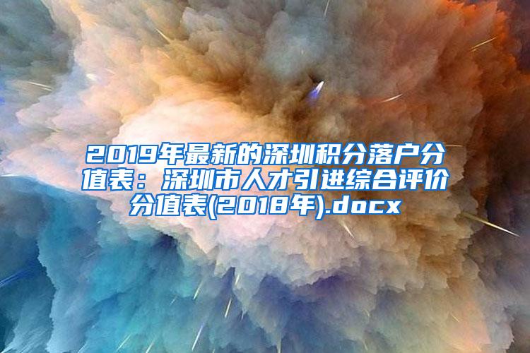 2019年最新的深圳积分落户分值表：深圳市人才引进综合评价分值表(2018年).docx