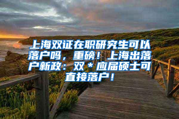 上海双证在职研究生可以落户吗，重磅！上海出落户新政：双＊应届硕士可直接落户！