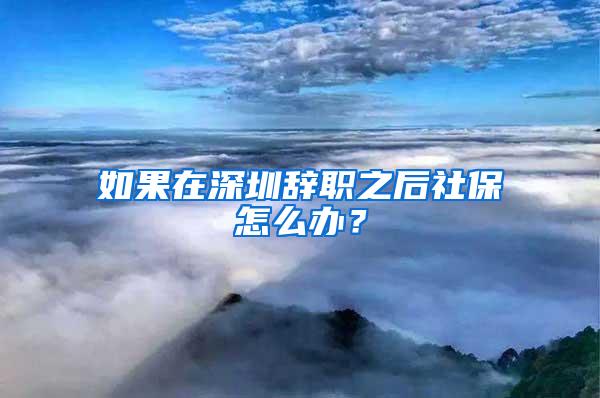 如果在深圳辞职之后社保怎么办？