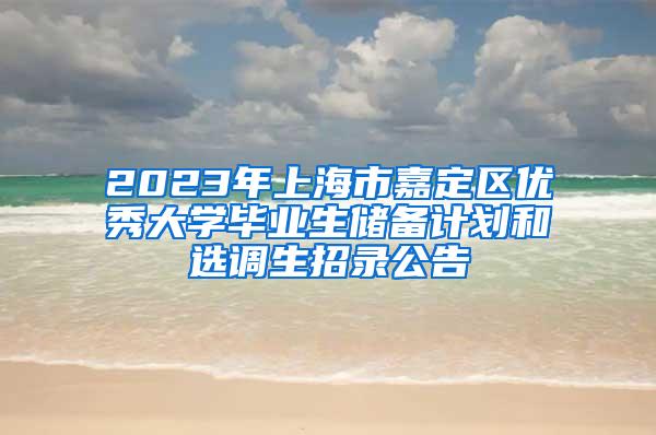 2023年上海市嘉定区优秀大学毕业生储备计划和选调生招录公告