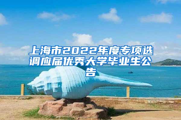 上海市2022年度专项选调应届优秀大学毕业生公告