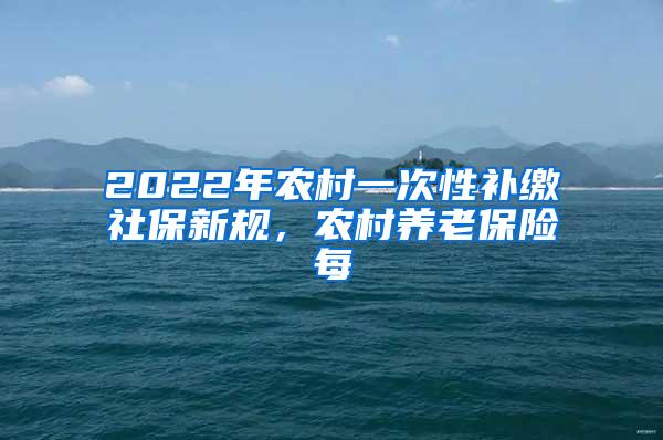 2022年农村一次性补缴社保新规，农村养老保险每