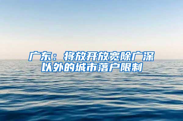 广东：将放开放宽除广深以外的城市落户限制