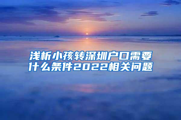 浅析小孩转深圳户口需要什么条件2022相关问题