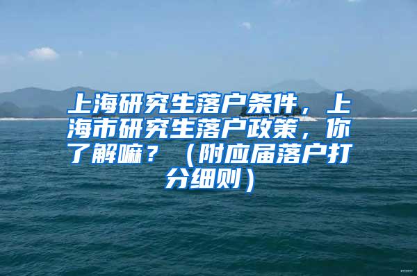 上海研究生落户条件，上海市研究生落户政策，你了解嘛？（附应届落户打分细则）