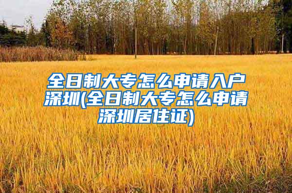 全日制大专怎么申请入户深圳(全日制大专怎么申请深圳居住证)