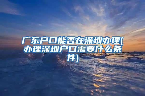 广东户口能否在深圳办理(办理深圳户口需要什么条件)