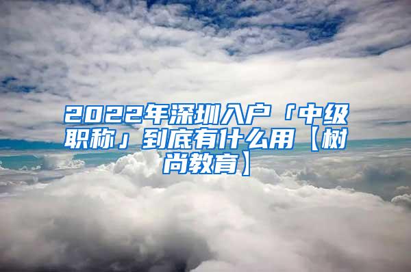 2022年深圳入户「中级职称」到底有什么用【树尚教育】